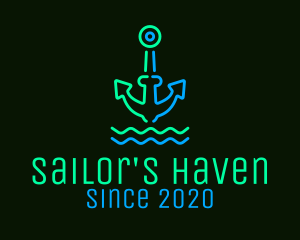 Neon Boat Anchor logo design