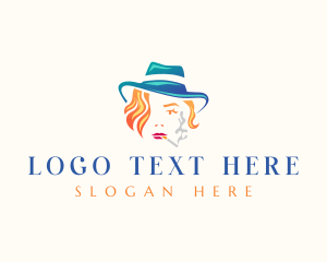 Lady - Smoking Lady Woman logo design