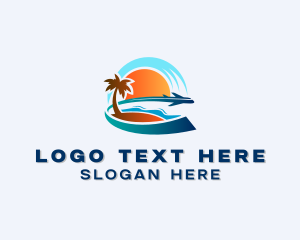 Palm Tree - Airplane Travel Agency logo design