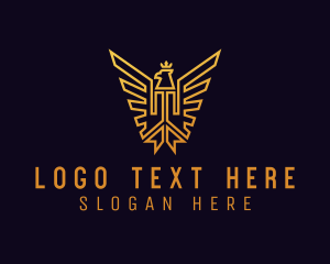 Golden - Gold Crown Eagle Crest logo design