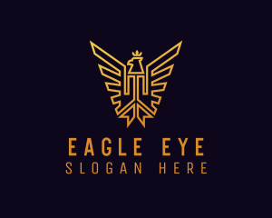 Gold Crown Eagle Crest logo design