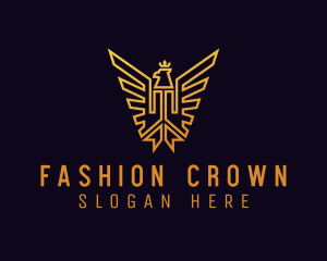 Gold Crown Eagle Crest logo design