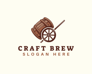 Brewer - Barrel Beer Liquor Cart logo design