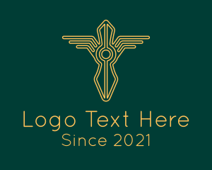 Gold - Sword Wings Outline logo design