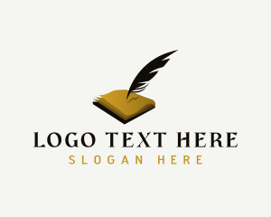 Library - Feather Quill Writing logo design