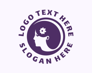 Face - Flower Lady Hairstyle logo design