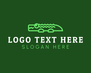 Lines - Cute Green Alligator logo design