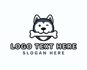 Siberian Husky - Dog Husky Bone logo design