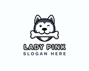 Dog Husky Bone Logo