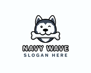 Dog Husky Bone Logo