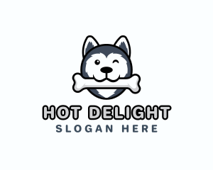 Dog Husky Bone logo design