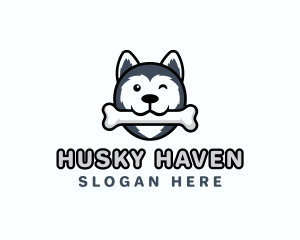 Husky - Dog Husky Bone logo design