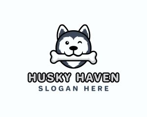 Dog Husky Bone logo design