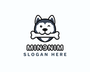 Dog Husky Bone logo design