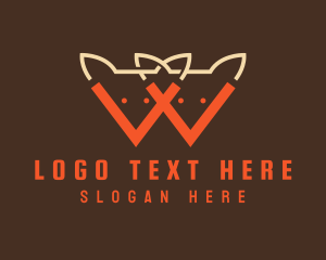 Grey - Orange Foxes Letter W logo design