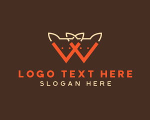 Grey - Orange Foxes Letter W logo design