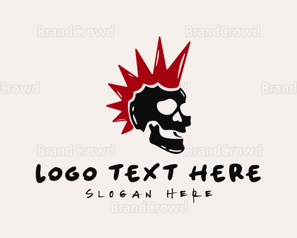 Punk Rocker Mohawk Skull Logo