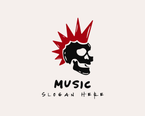 Punk Rocker Mohawk Skull  Logo