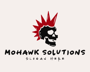 Punk Rocker Mohawk Skull  logo design