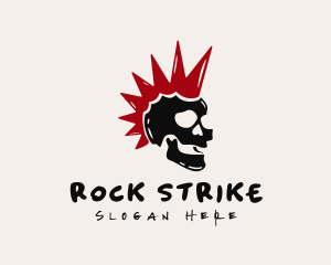 Punk Rocker Mohawk Skull  logo design