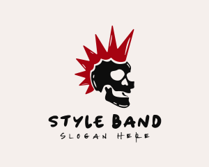 Punk Rocker Mohawk Skull  logo design