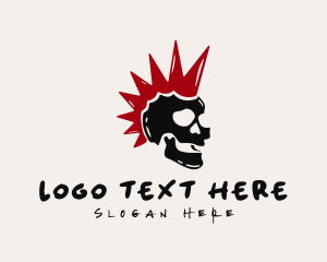 Rock Band - Punk Rocker Mohawk Skull logo design