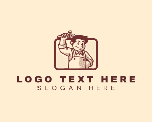 Laborer - Retro Hammer Carpenter logo design