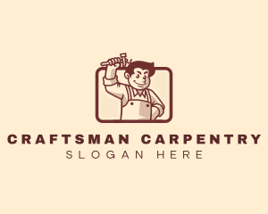 Carpenter - Retro Hammer Carpenter logo design
