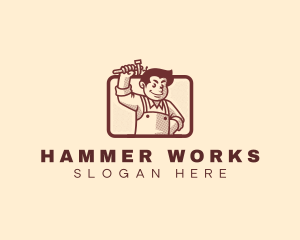 Hammer - Retro Hammer Carpenter logo design