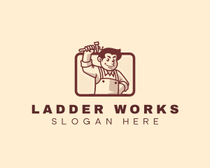 Retro Hammer Carpenter  logo design