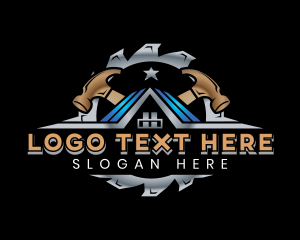 Woodcutter - Saw Blade Hammer Builder logo design