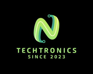 Electronics - Circuit Electronics Letter N logo design