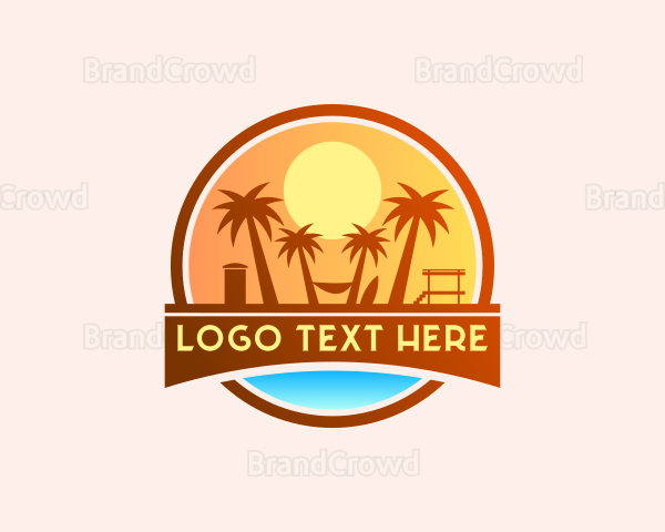 Tropical Beach Vacation Logo