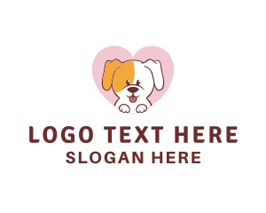 Pup - Grooming Dog Heart logo design