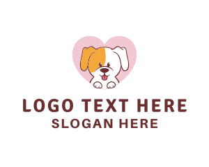 Pooch - Grooming Dog Heart logo design