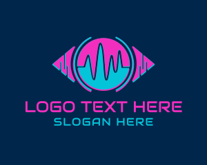 Techno Music - Glitch Cyber Music logo design