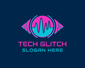 Glitch Cyber Music  logo design