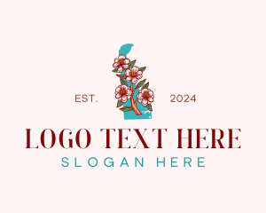 Peach Blossom - Delaware Blossom Flower logo design