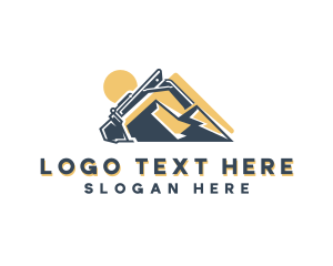 Digger - Excavator Mountain Construction logo design