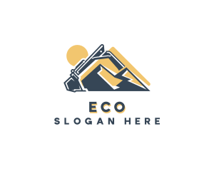 Excavator Mountain Construction Logo