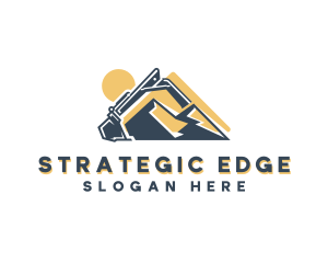 Digger - Excavator Mountain Construction logo design