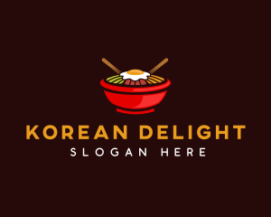 Bibimbap Bowl Chopstick logo design