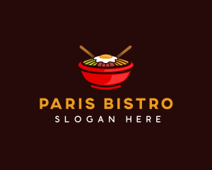 Bibimbap Bowl Chopstick logo design