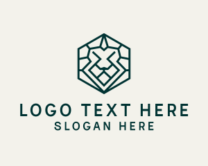 Industry - Lion Hexagon Monoline logo design