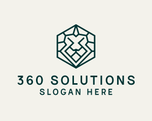 Lion Hexagon Monoline logo design