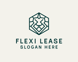 Lion Hexagon Monoline logo design