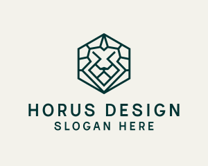 Lion Hexagon Monoline logo design