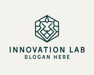 Lion Hexagon Monoline logo design