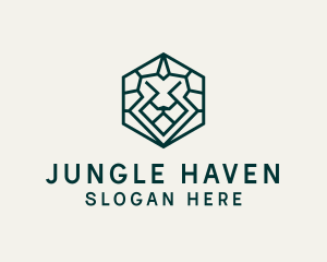 Lion Hexagon Monoline logo design