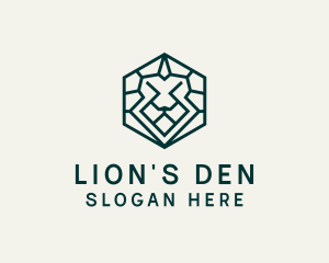 Lion - Lion Hexagon Monoline logo design